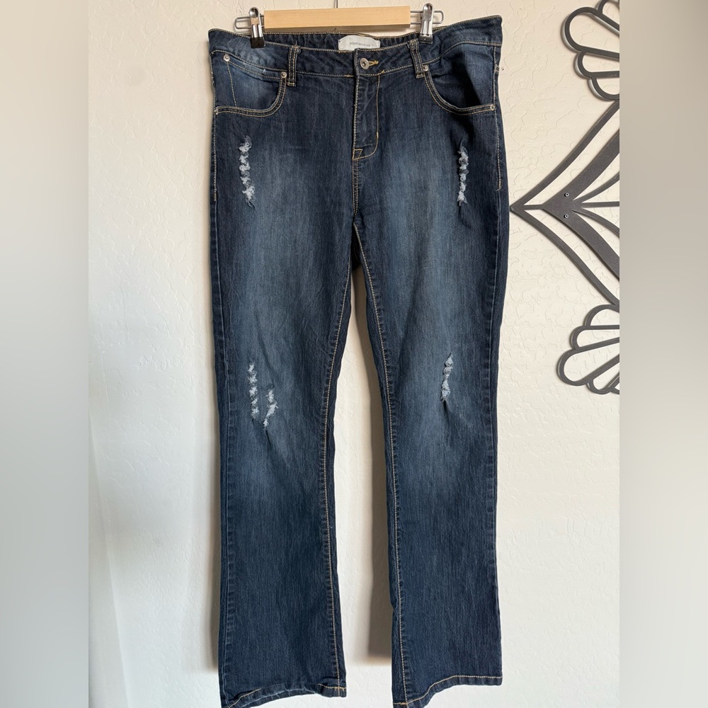 PAPER DENIM & CLOTH Dark Blue Distressed Jeans - 14